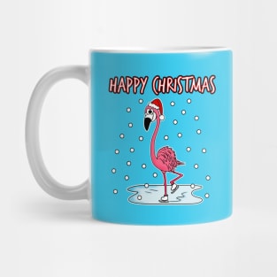 Christmas Flamingo Ice Skating Funny Bird Wildlife Mug